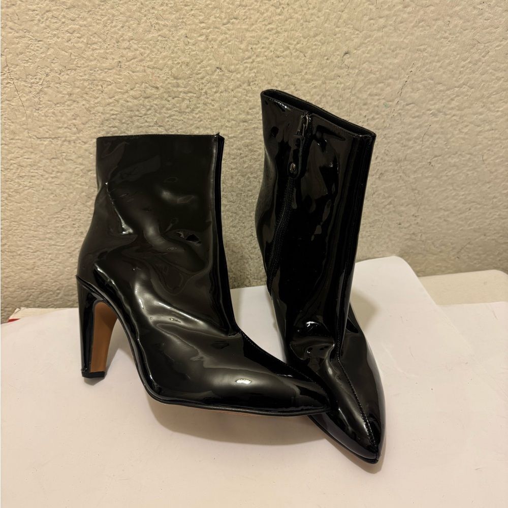 Toral Shiny Black Heeled Boots made in Spain size 40